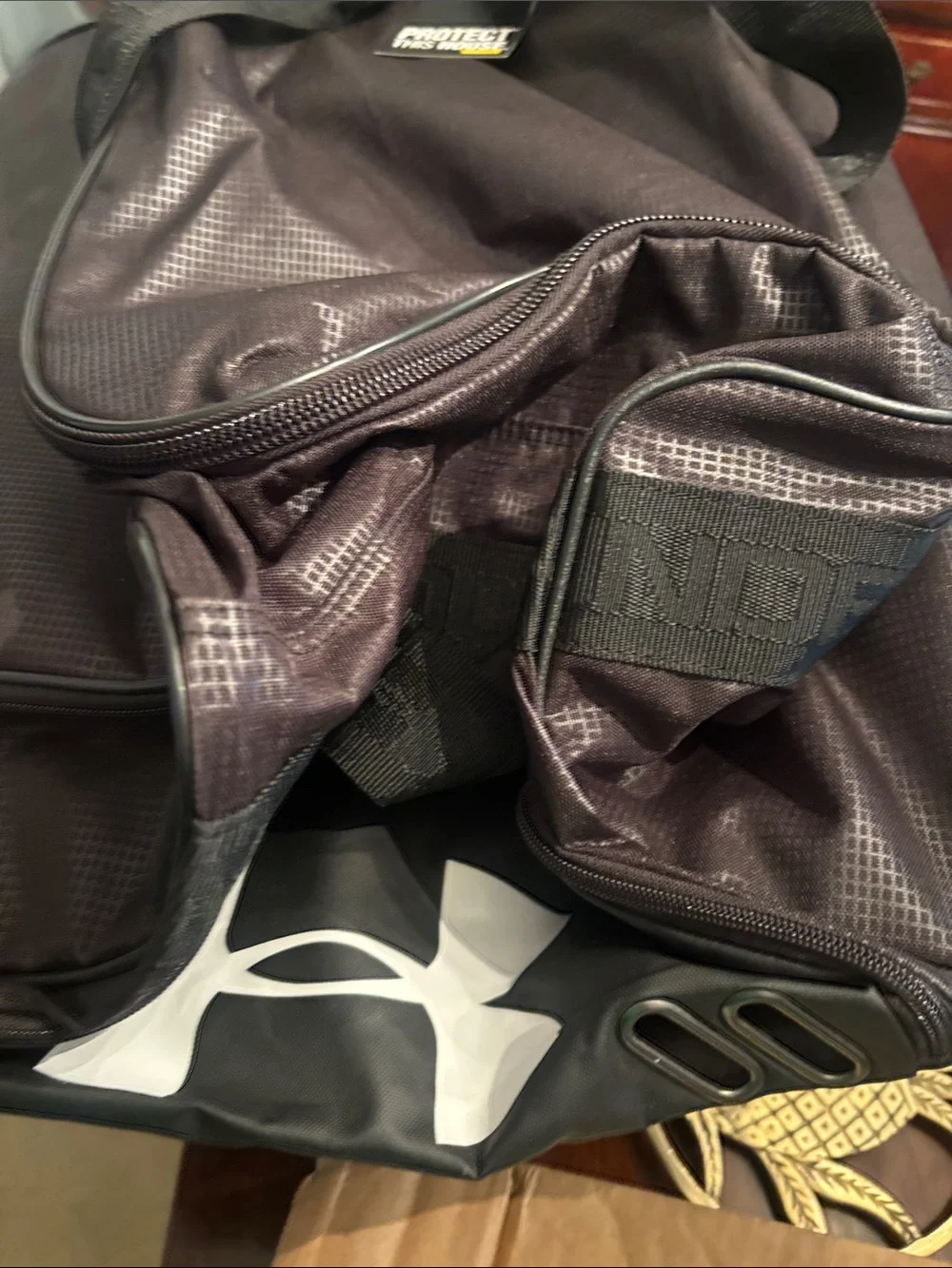 Under Armour Black Gray Sports Bag with White Logo
